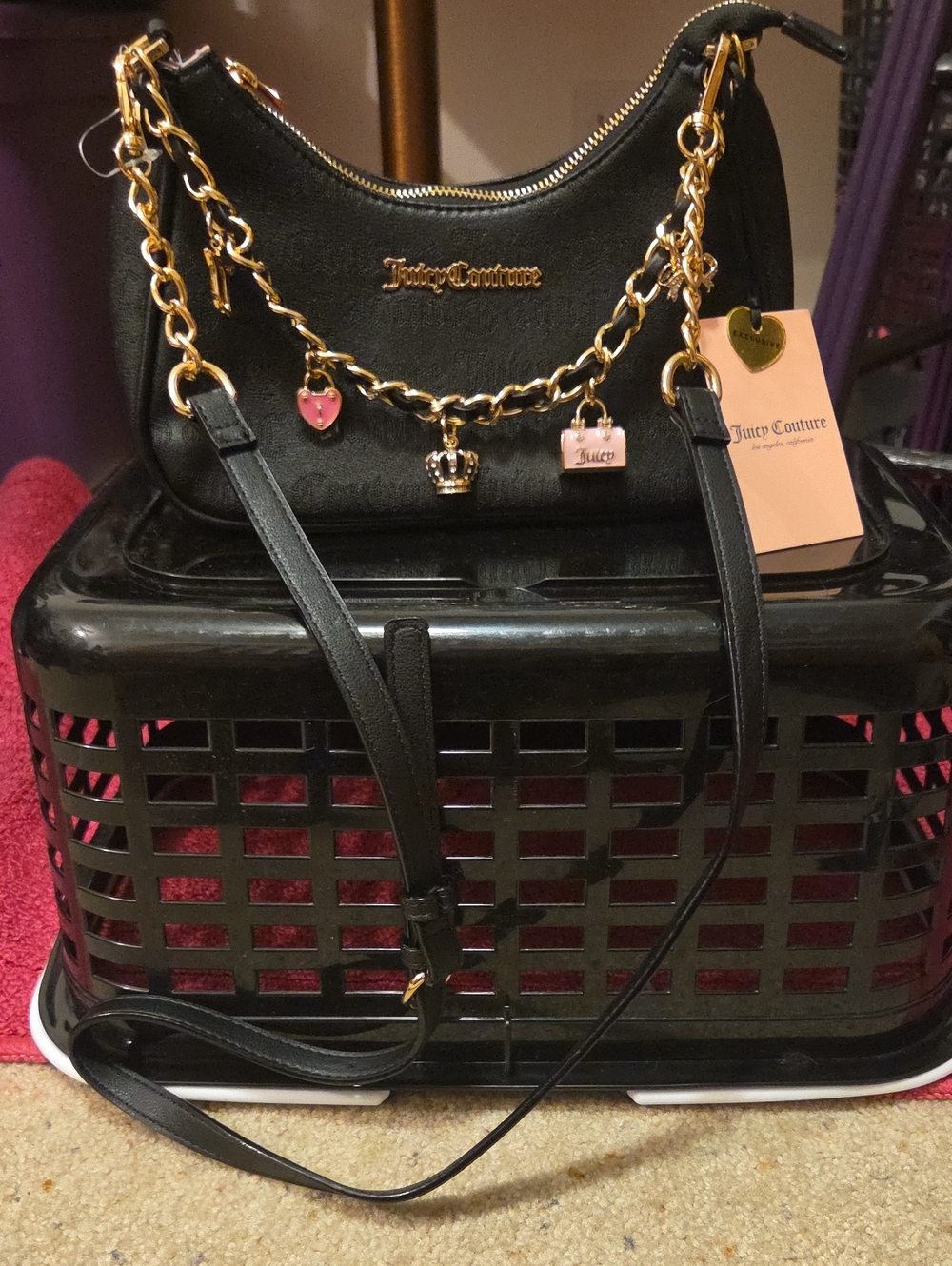 Juicy Couture Black & Pink Crossbody Bag